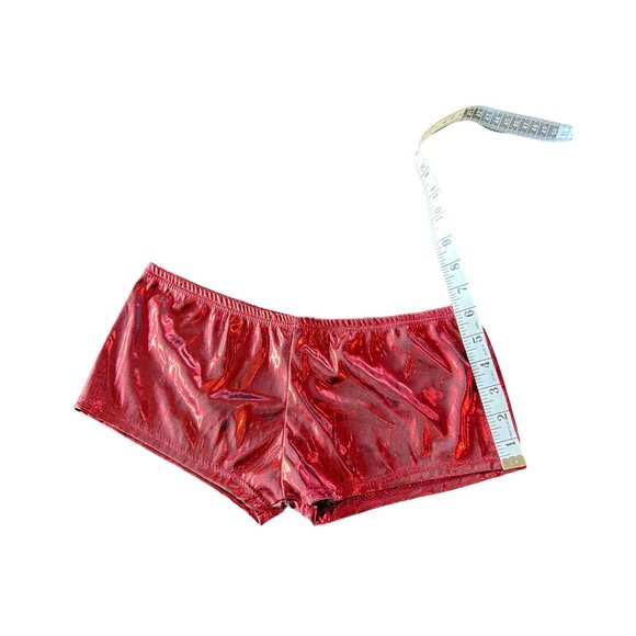 VTG Y2K Enticing Lingerie Red Metallic Nylon GoGo Style Booty Shorts *NWOT - Picture 4 of 7